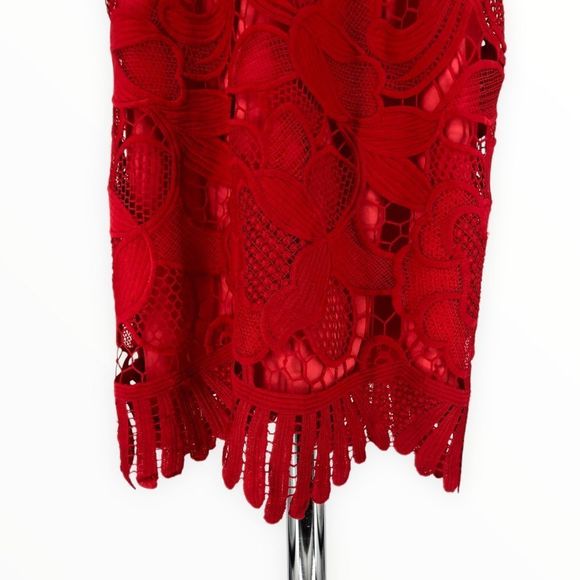Lovers + Friends Caspian Lace Shift Mini Dress in Coral Red size XS - Picture 5 of 14